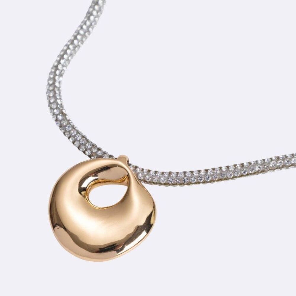 Luv Aj Mercury Disc Sparkle Necklace - Gold/Silver